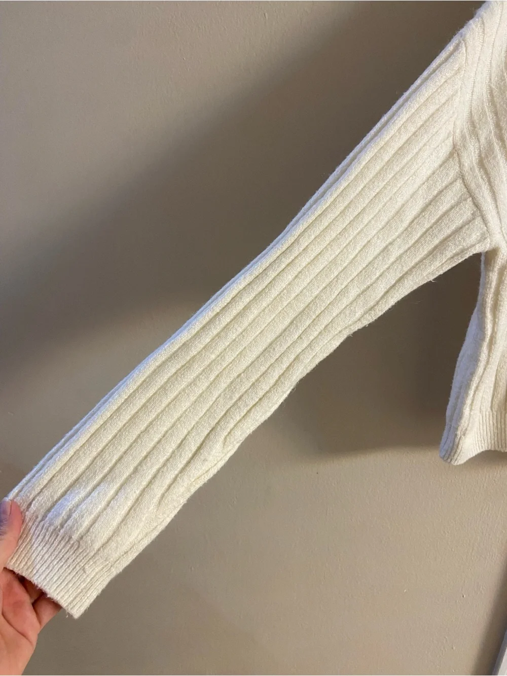 Open Edit ivory dove v neck ribbed sweater boxy oversized Medium